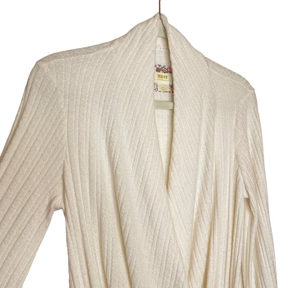 Maeve by Anthropologie Ivory Surplice Wrap Front Sweater, M Petite - Picture 4 of 8